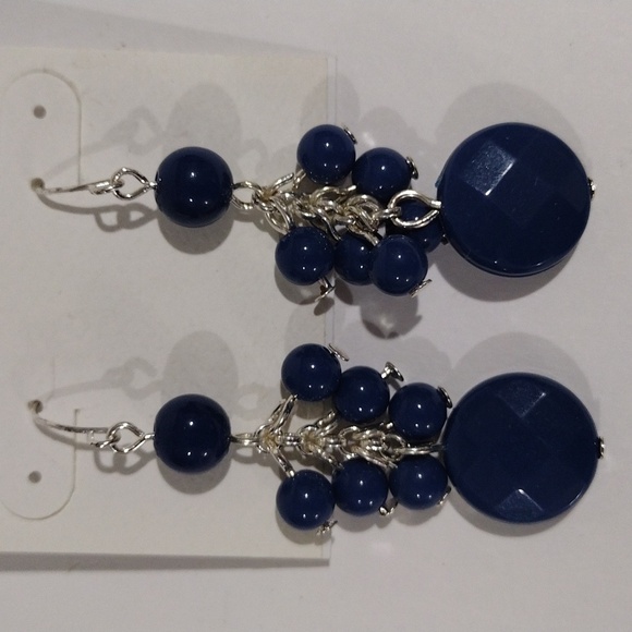 Croft & Barrow Blue Beaded Cluster Drop Dangle Earrings Women's Fashion Jewelry - Picture 3 of 7
